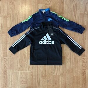 Adidas Black and White Logo Zip Up Jacket and Blue Nike Zip Up Jacket 24 months